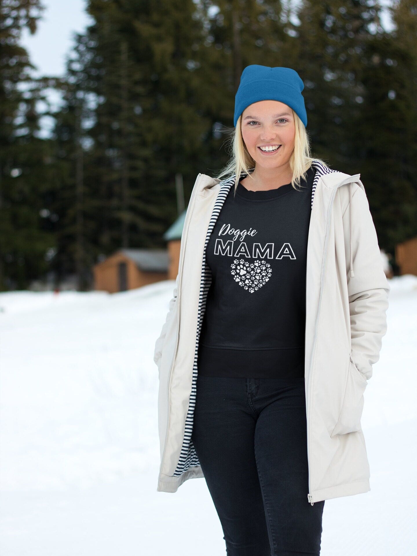 Cozy Doggie Mama Sweatshirt a Perfect Gift for Dog Moms! Dog Mom Crewneck Sweater, Paw Print Gift for Dog Mom