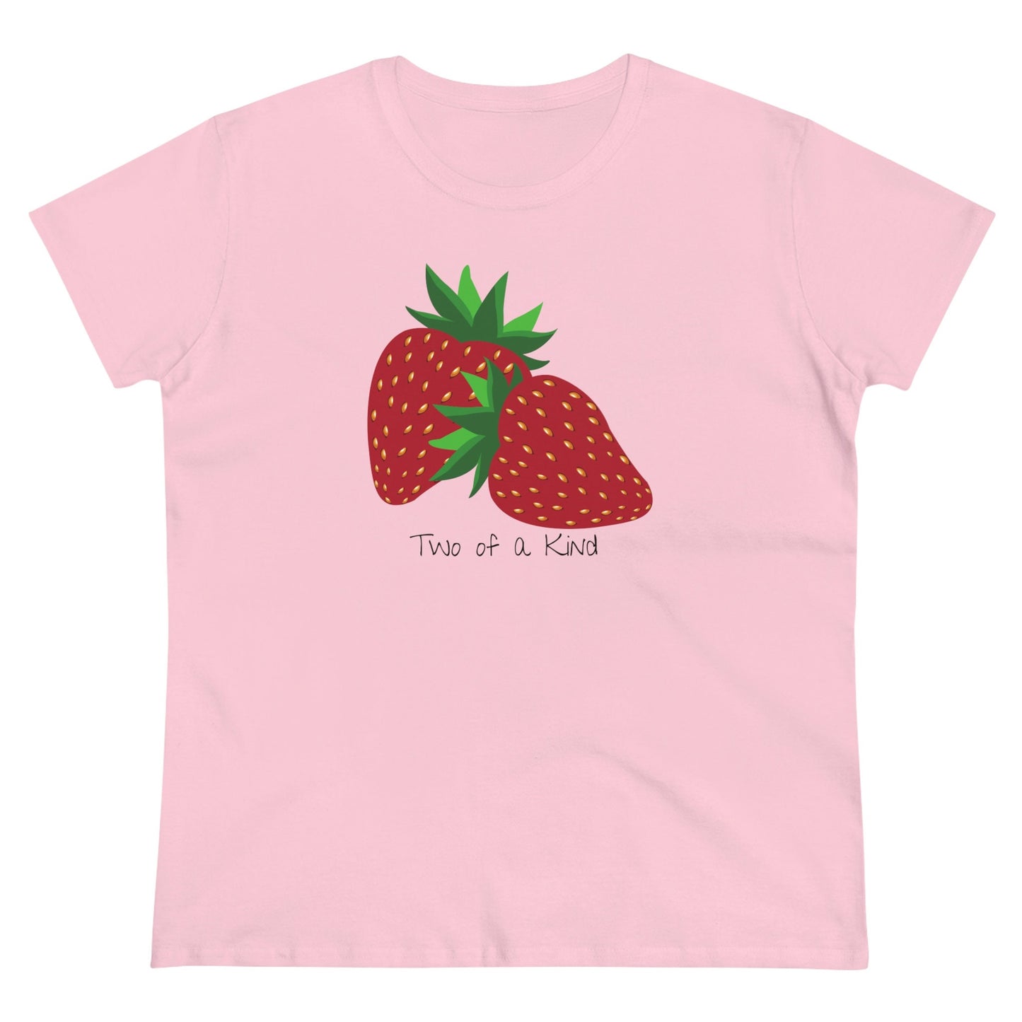 Two of a Kind Strawberry Shirt for Women, Strawberries on Crewneck Tee Shirt, Summer Garden Top, Colorful Clothing for Women