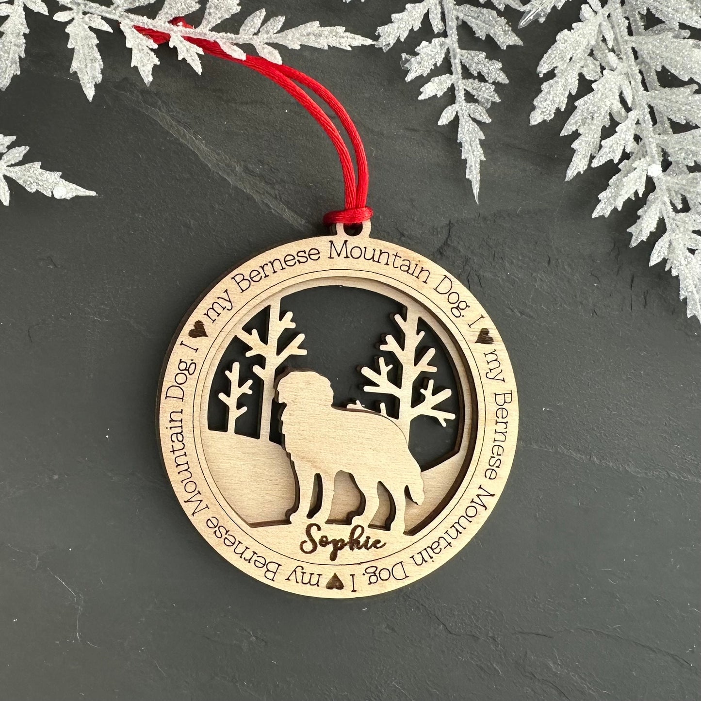Personalized Bernese Mountain Dog Ornament, Birchwood Pet Memorial