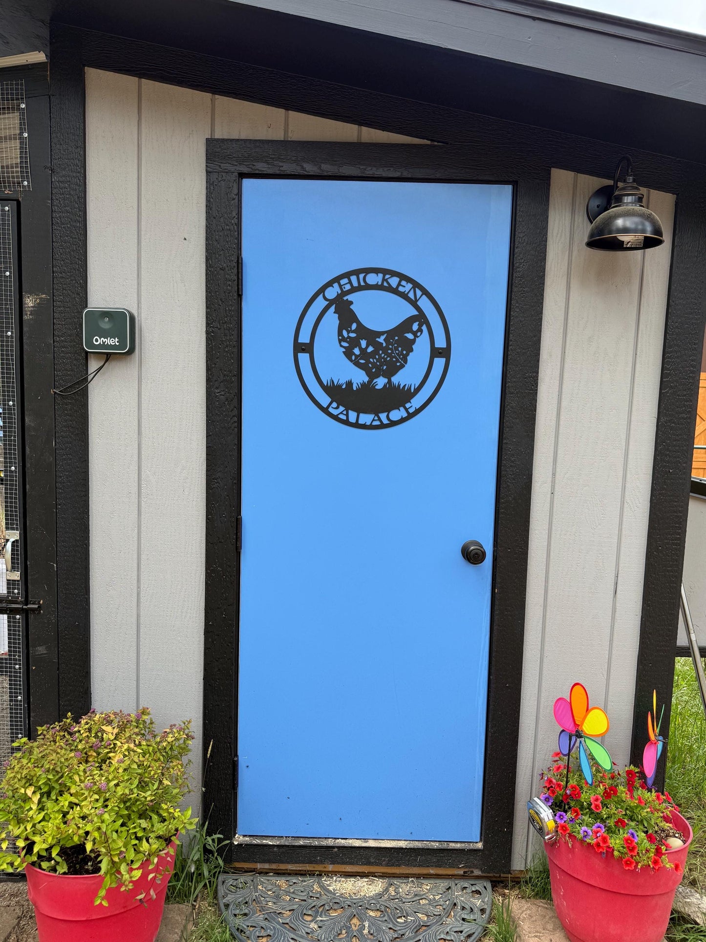 Chicken Palace Metal Sign | Rustic Hen Farmhouse Wall Art