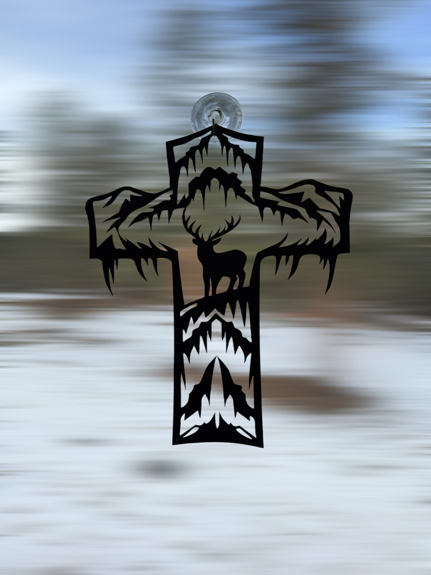 Metal Cross Wall Art with a Deer in a Unique Nature Scene | Christian Home Decor | Rustic Faith Cross | Outdoor or Indoor Religious Gift