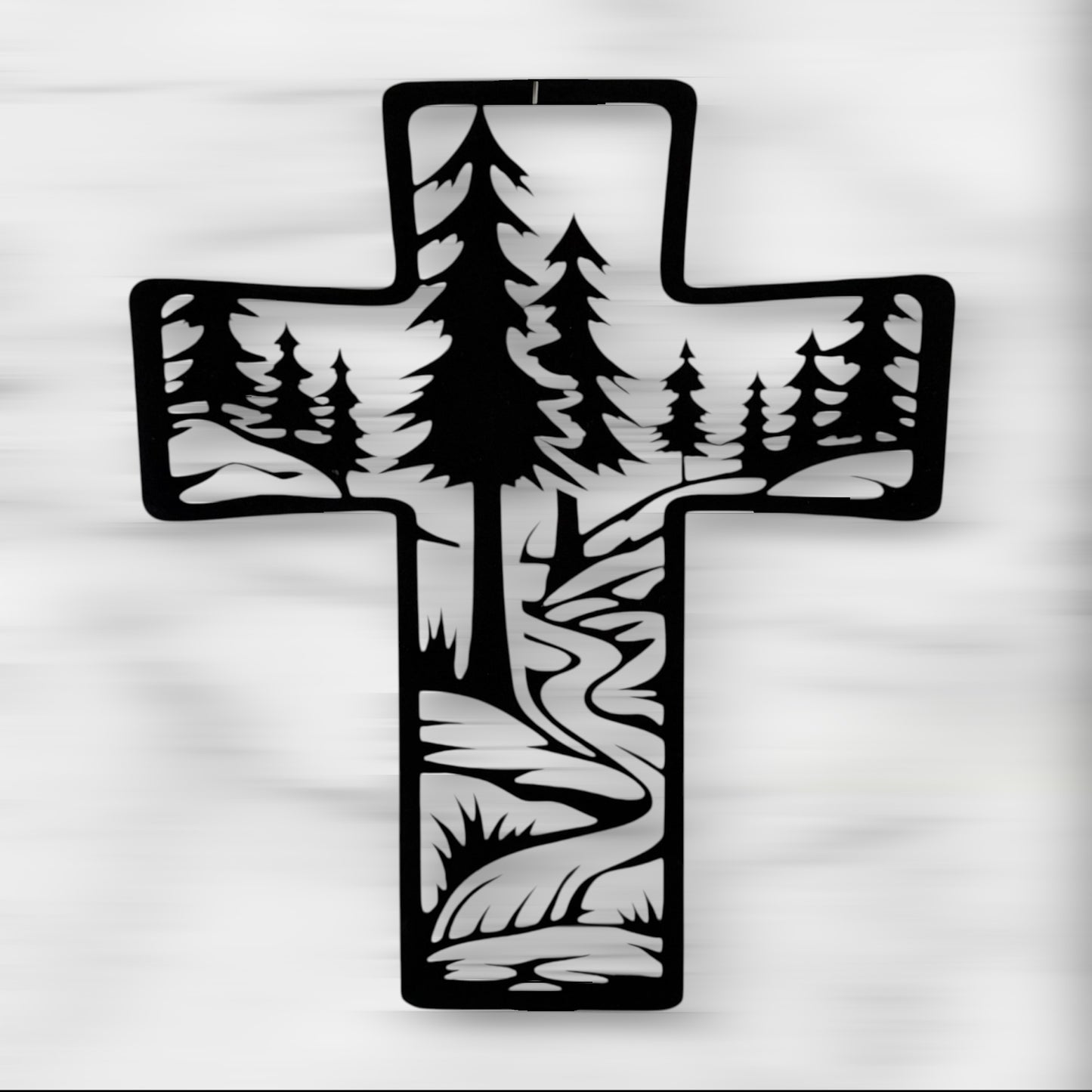 Metal Cross Wall Art with Forest and Stream Nature Scene | Christian Home Decor | Rustic Faith Cross | Outdoor or Indoor Religious Gift
