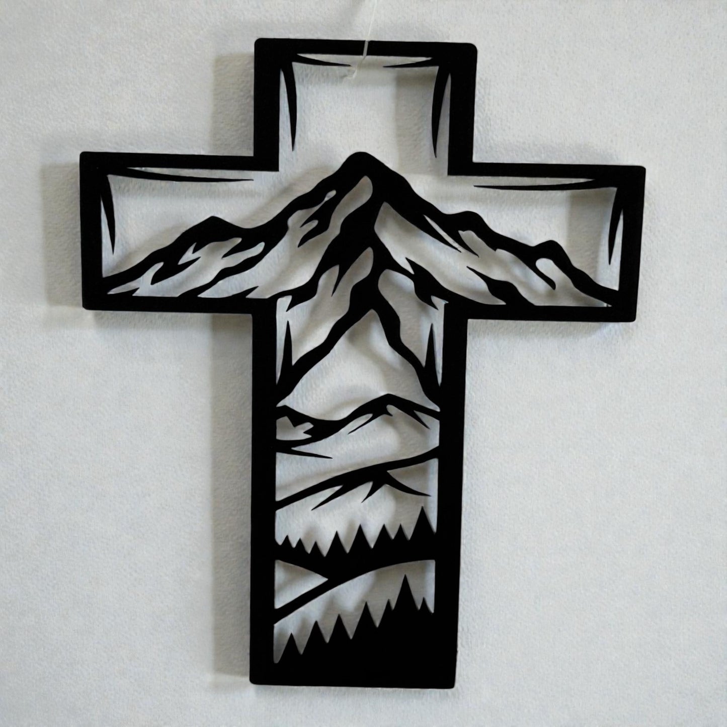 Metal Cross Wall Art with Mountains Nature Scene | Christian Home Decor | Rustic Faith Cross | Outdoor or Indoor Religious Gift
