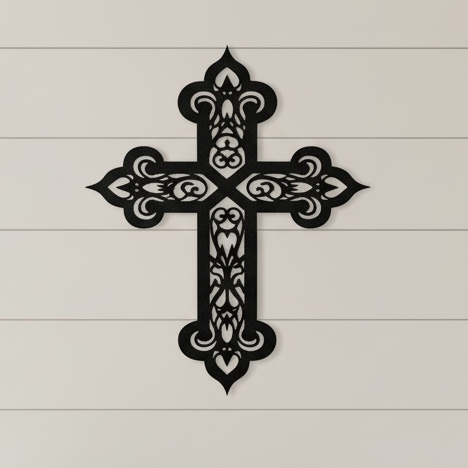 Decorative Filigree Metal Cross | Elegant Christian Wall Art | Faith Home Decor