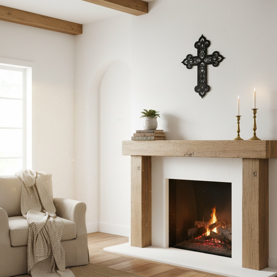 Decorative Filigree Metal Cross | Elegant Christian Wall Art | Faith Home Decor