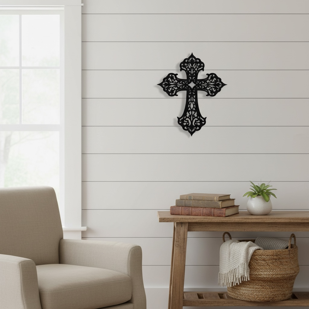 Filigree Metal Cross Wall Art | Decorative Christian Wall Decor | Elegant Faith Home Accent | Religious Gift