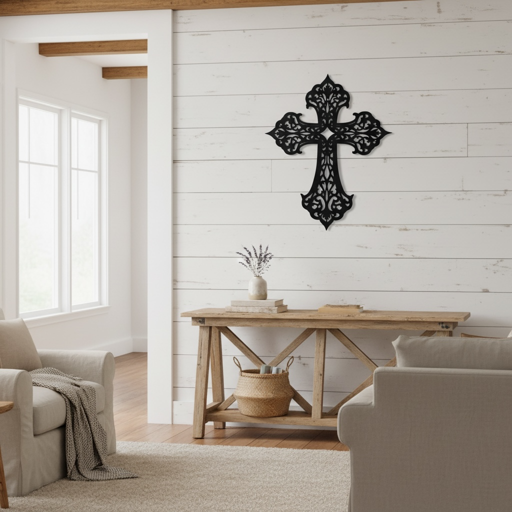 Filigree Metal Cross Wall Art | Decorative Christian Wall Decor | Elegant Faith Home Accent | Religious Gift