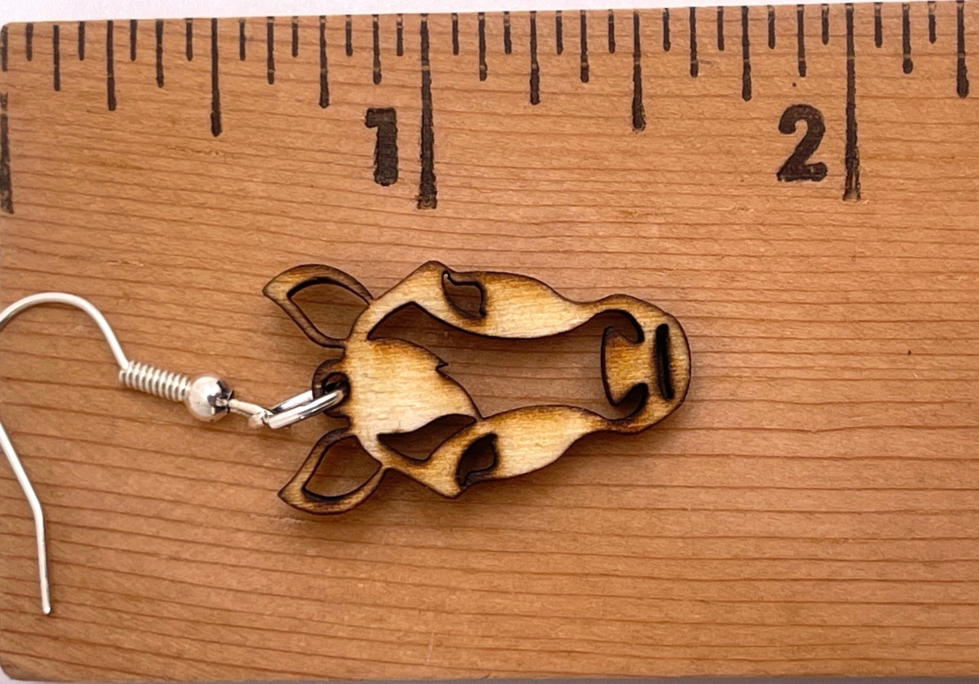Horse dangle earring, approximately 1.75 inches, laser cut, lightweight birchwood earring that can be worn easily all day. Great gift for mom or any horse lover.