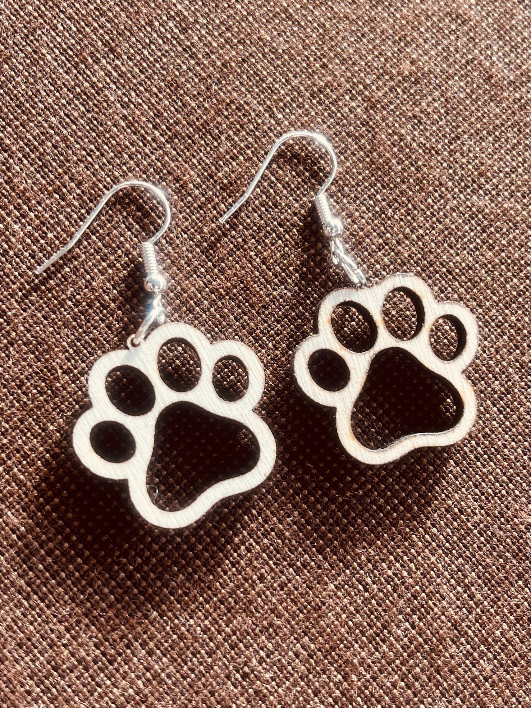 Paw Print Dangle Earrings, Unique Dog or Cat Gift, Pet Lover Jewelry for Birthday, Valentines Day, Mothers Day, Party or Wedding
