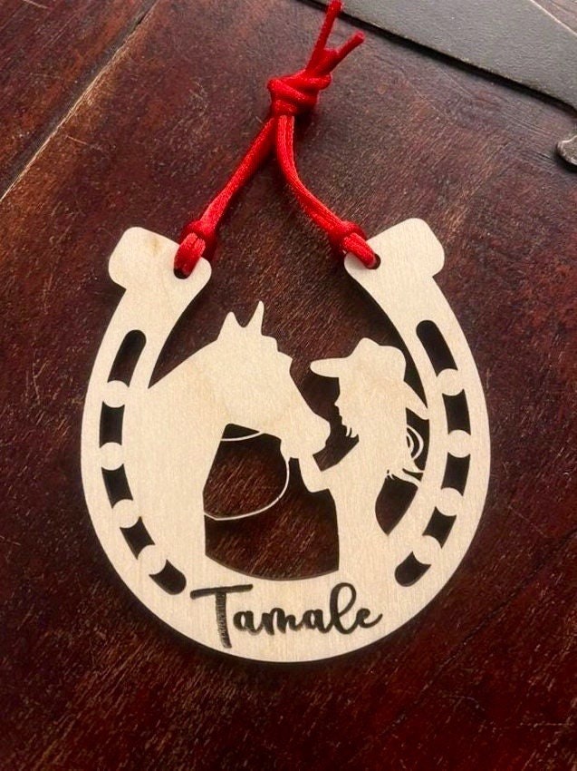 Personalized Girl with Her Horse Ornament, Custom Equestrian Gift, Gift for Birthday, Valentines Day, Mothers Day, Christmas, Memorial