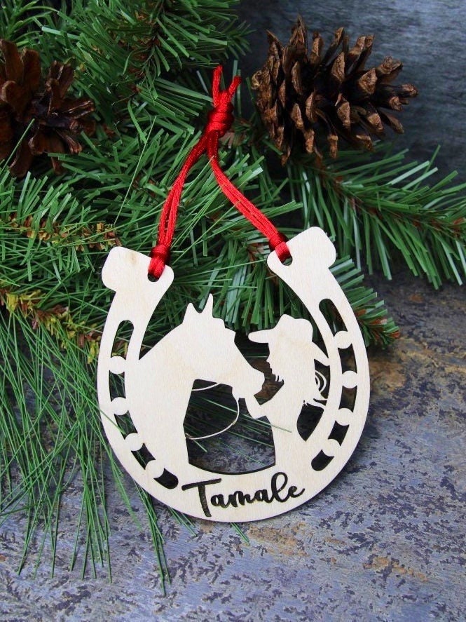 Personalized Girl with Her Horse Ornament, Custom Equestrian Gift, Gift for Birthday, Valentines Day, Mothers Day, Christmas, Memorial