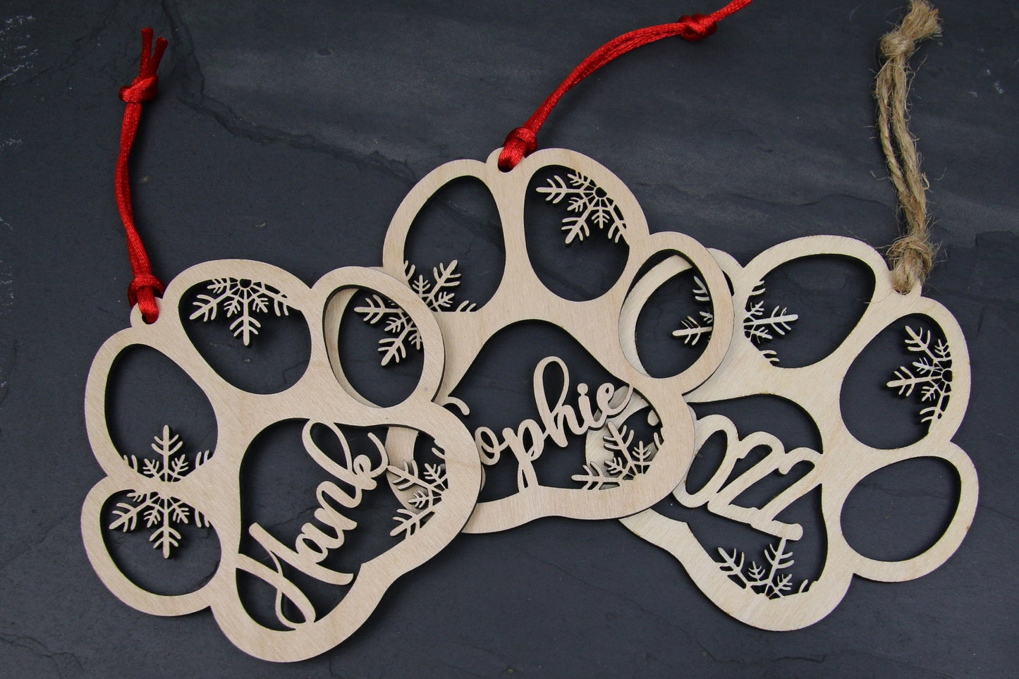 Custom Dog or Cat Paw Print Ornament Personalized with Name, Snowflake Paw Print Christmas Ornament, Pet Memorial Keepsake Ornament