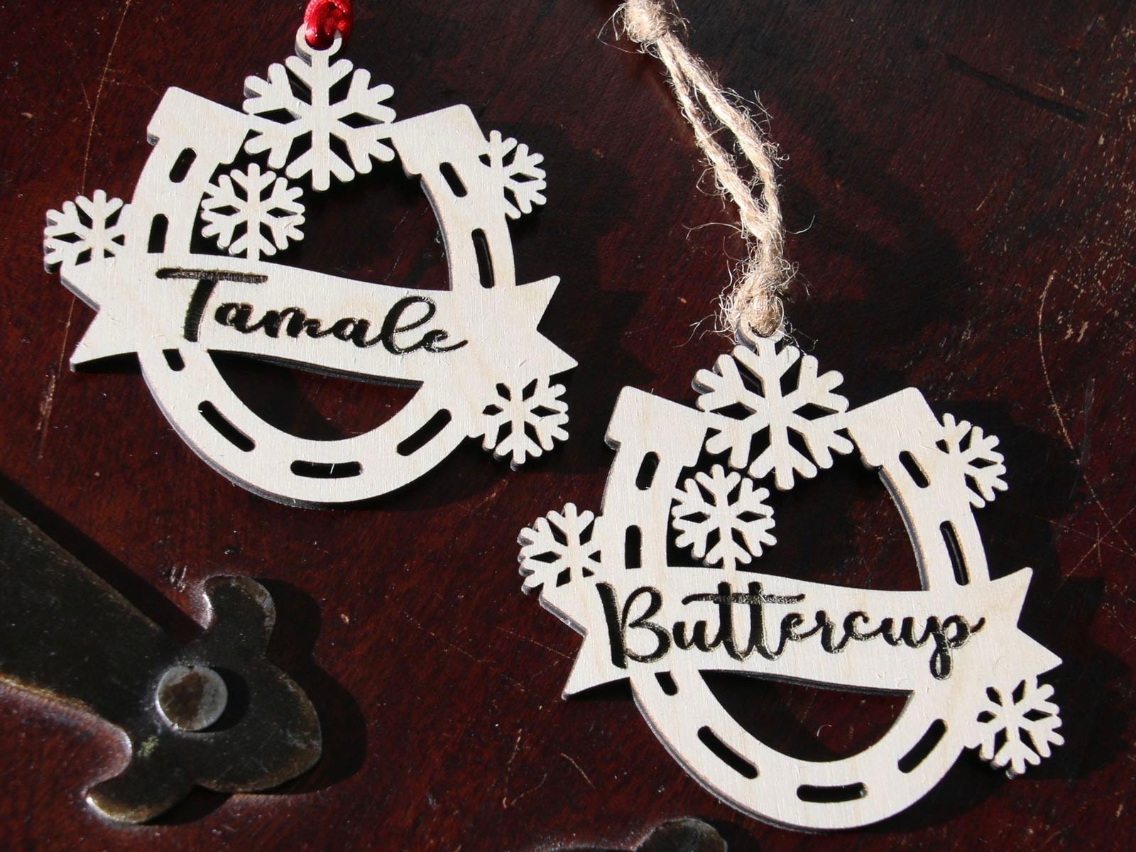 Horseshoe Ornament with Snowflakes, Custom Equestrian Gift, Personalized Gift for Birthday, Valentines Day, Mothers Day, Christmas, Holiday