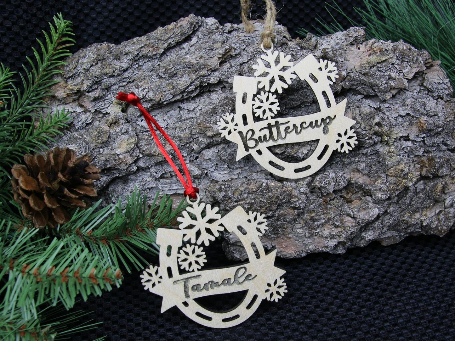 Horseshoe Ornament with Snowflakes, Custom Equestrian Gift, Personalized Gift for Birthday, Valentines Day, Mothers Day, Christmas, Holiday