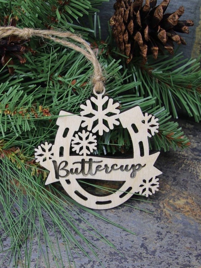 Horseshoe Ornament with Snowflakes, Custom Equestrian Gift, Personalized Gift for Birthday, Valentines Day, Mothers Day, Christmas, Holiday