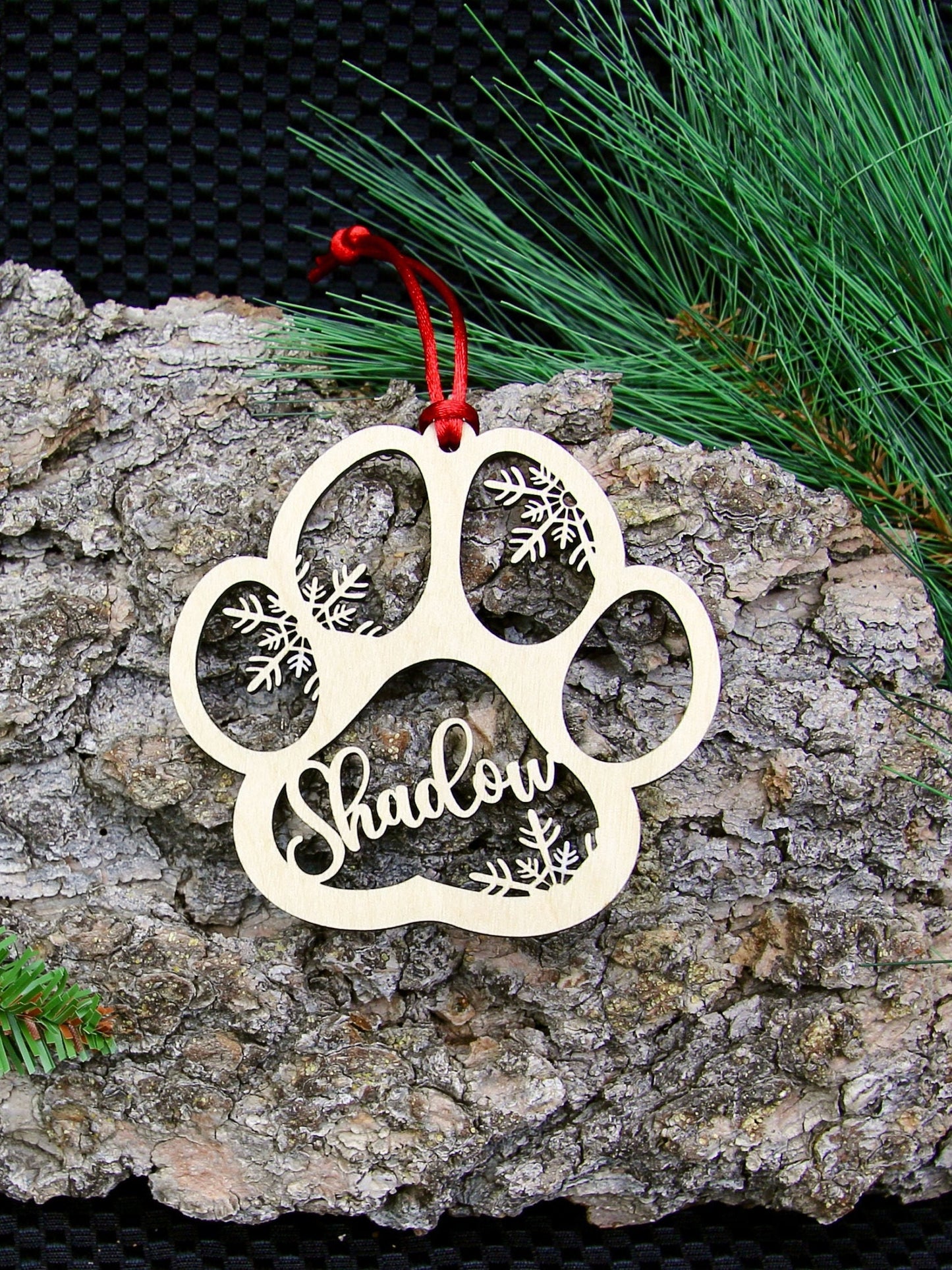 Custom Dog or Cat Paw Print Ornament Personalized with Name, Snowflake Paw Print Christmas Ornament, Pet Memorial Keepsake Ornament