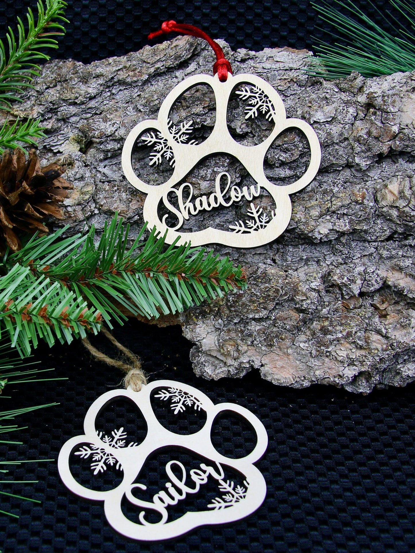 Custom Dog or Cat Paw Print Ornament Personalized with Name, Snowflake Paw Print Christmas Ornament, Pet Memorial Keepsake Ornament