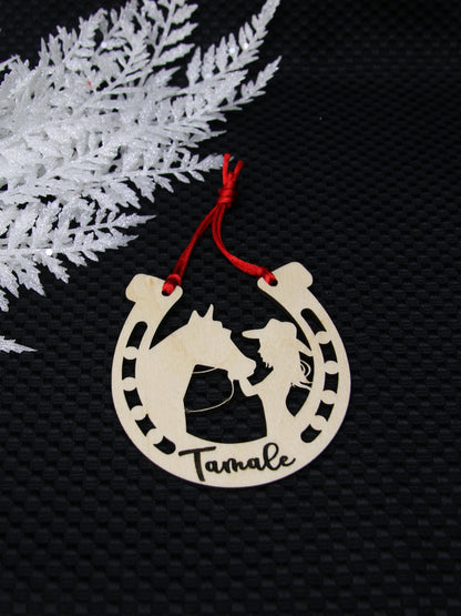 Beautiful personalized girl with her horse ornament can be customized with your name, horse’s or text of your choosing. This keepsake ornament is a heartfelt memorial for the celebration of life and experiences.