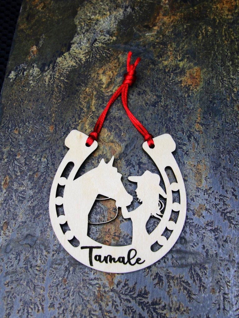 Personalized Girl with Her Horse Ornament, Custom Equestrian Gift, Gift for Birthday, Valentines Day, Mothers Day, Christmas, Memorial