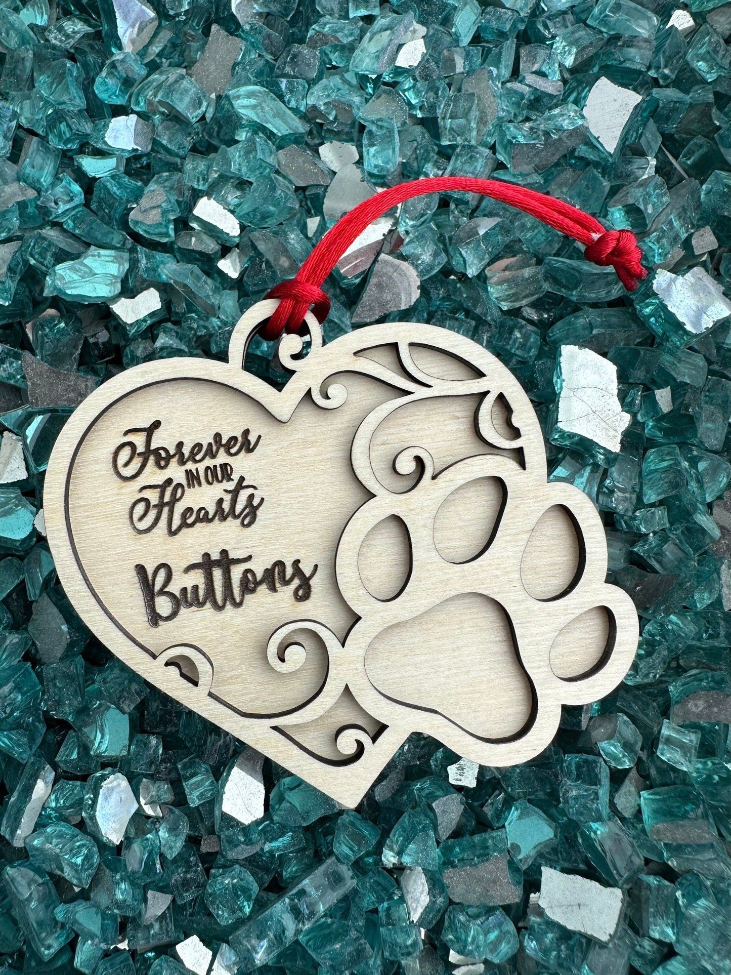 Heart Paw Print Ornament for Dog or Cat, Custom Pet Memorial Ornament, Paw Prints in Heaven Christmas Ornament, Valentines Gift