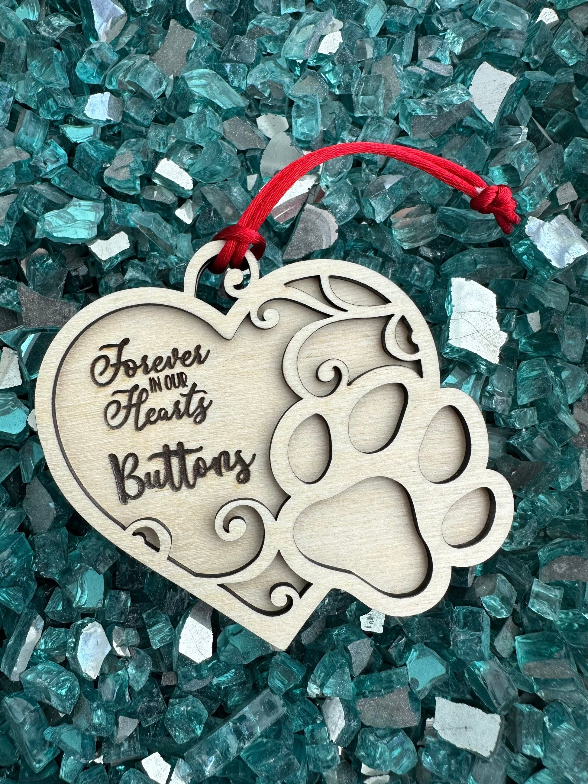Heart Paw Print Ornament for Dog or Cat, Custom Pet Memorial Ornament, Paw Prints in Heaven Christmas Ornament, Valentines Gift