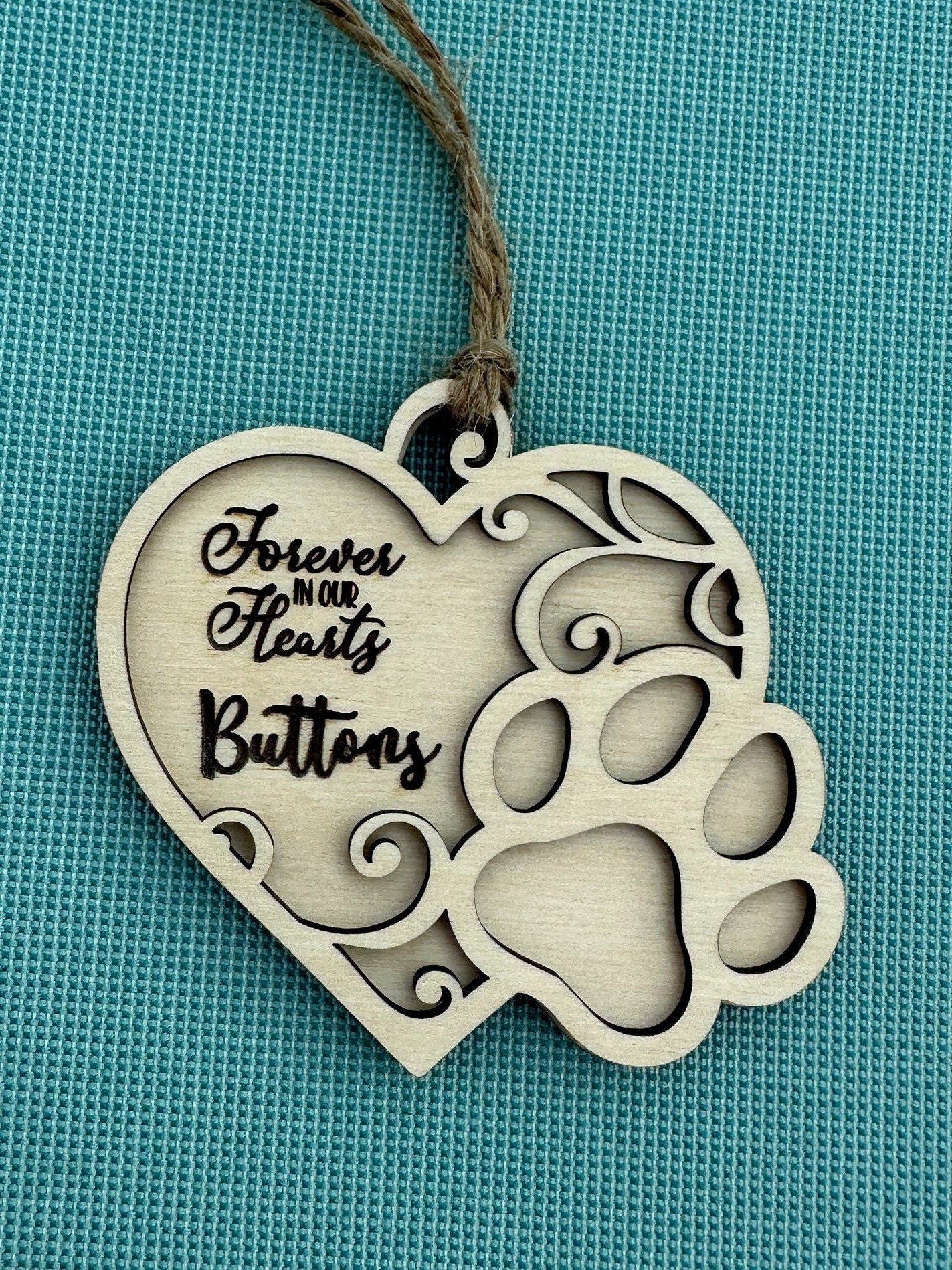 Heart Paw Print Ornament for Dog or Cat, Custom Pet Memorial Ornament, Paw Prints in Heaven Christmas Ornament, Valentines Gift