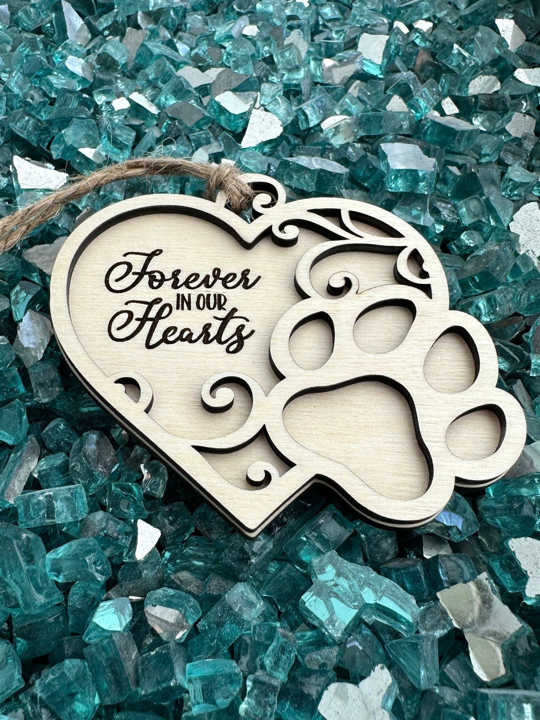 Heart Paw Print Ornament for Dog or Cat, Custom Pet Memorial Ornament, Paw Prints in Heaven Christmas Ornament, Valentines Gift