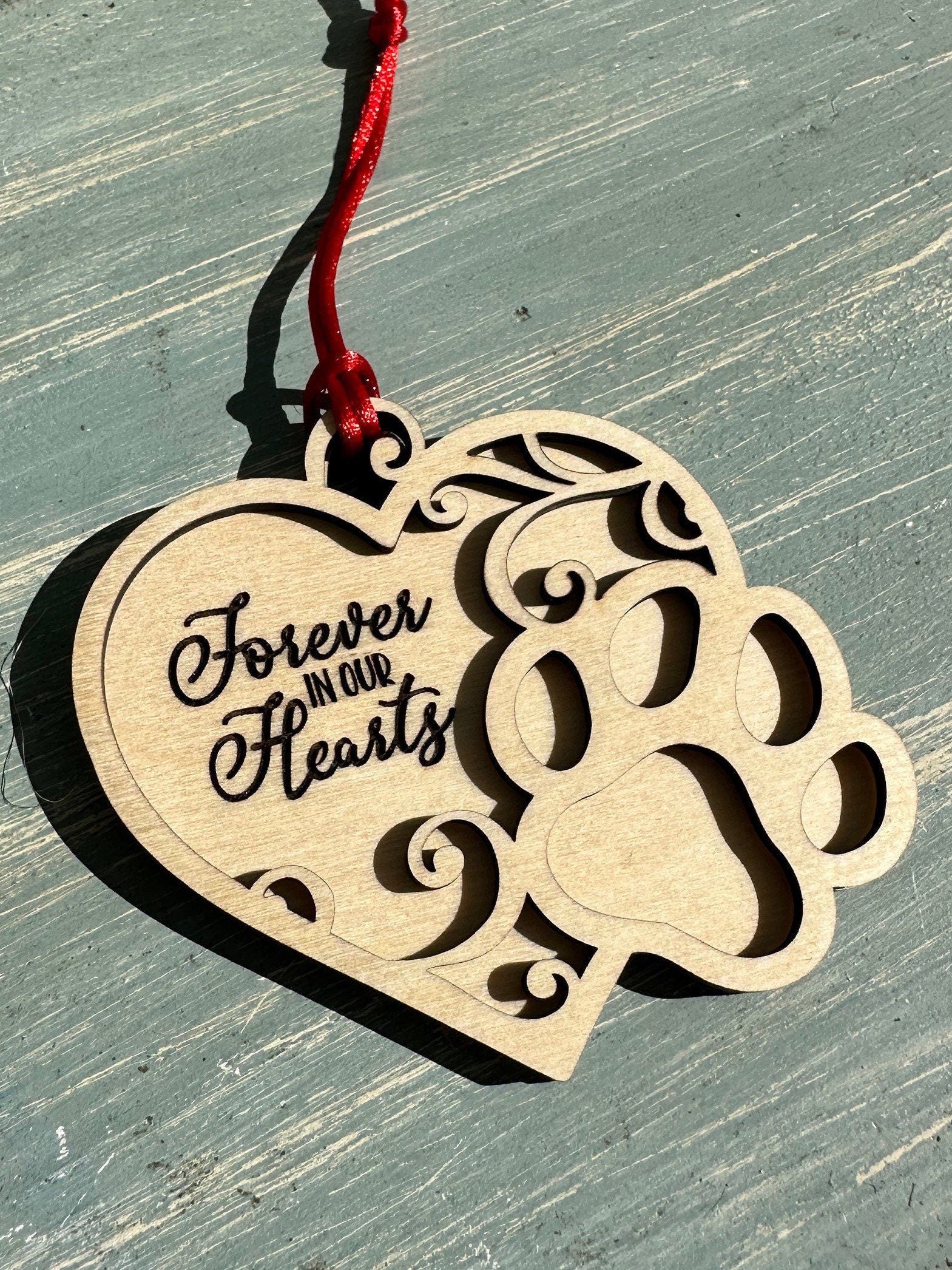 Heart Paw Print Ornament for Dog or Cat, Custom Pet Memorial Ornament, Paw Prints in Heaven Christmas Ornament, Valentines Gift