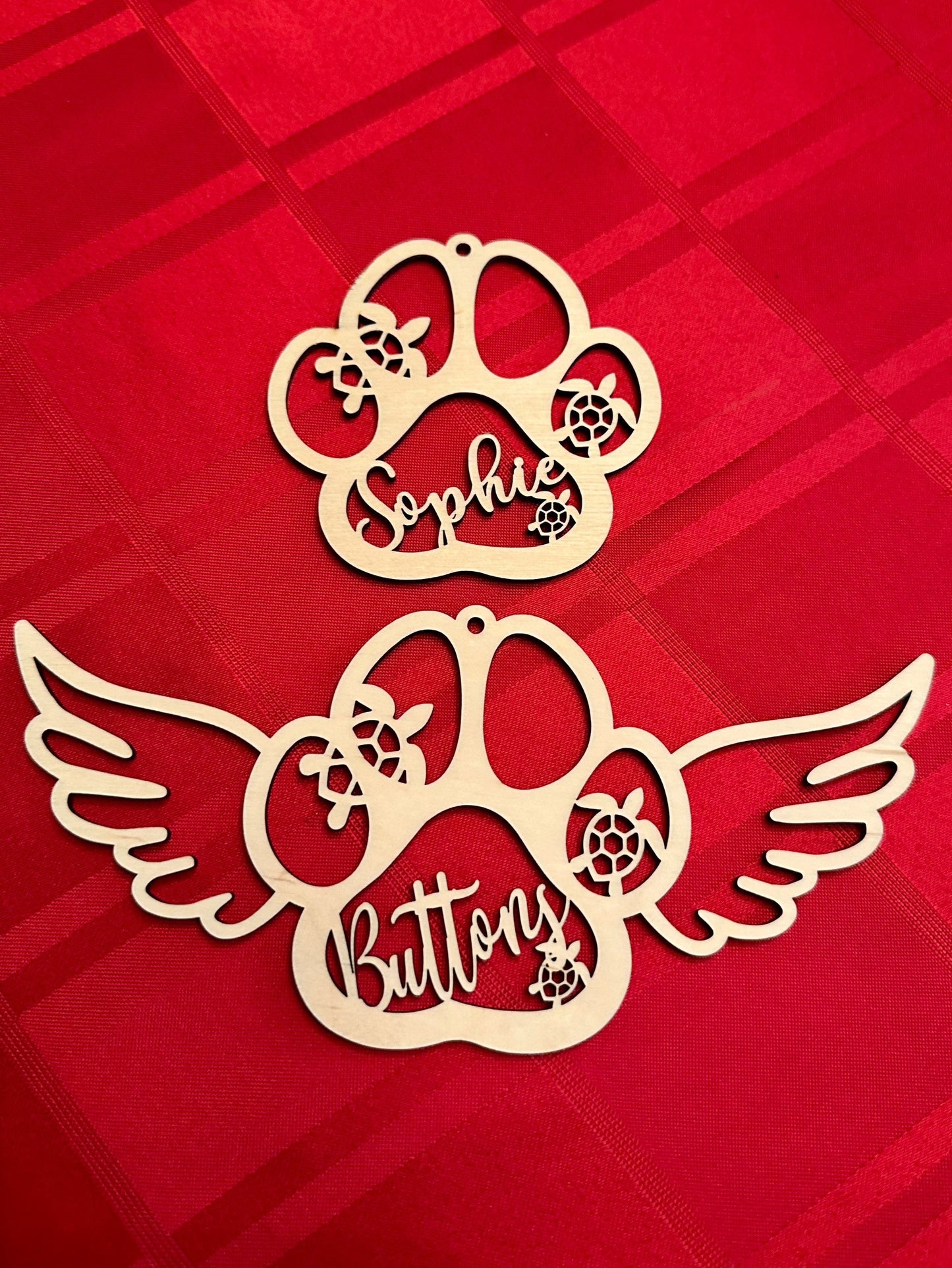 Turtle Custom Dog or Cat Paw Print Ornament Personalized with Name, Beach Paw Print Christmas Gift, Ocean Pet Memorial Keepsake Ornament