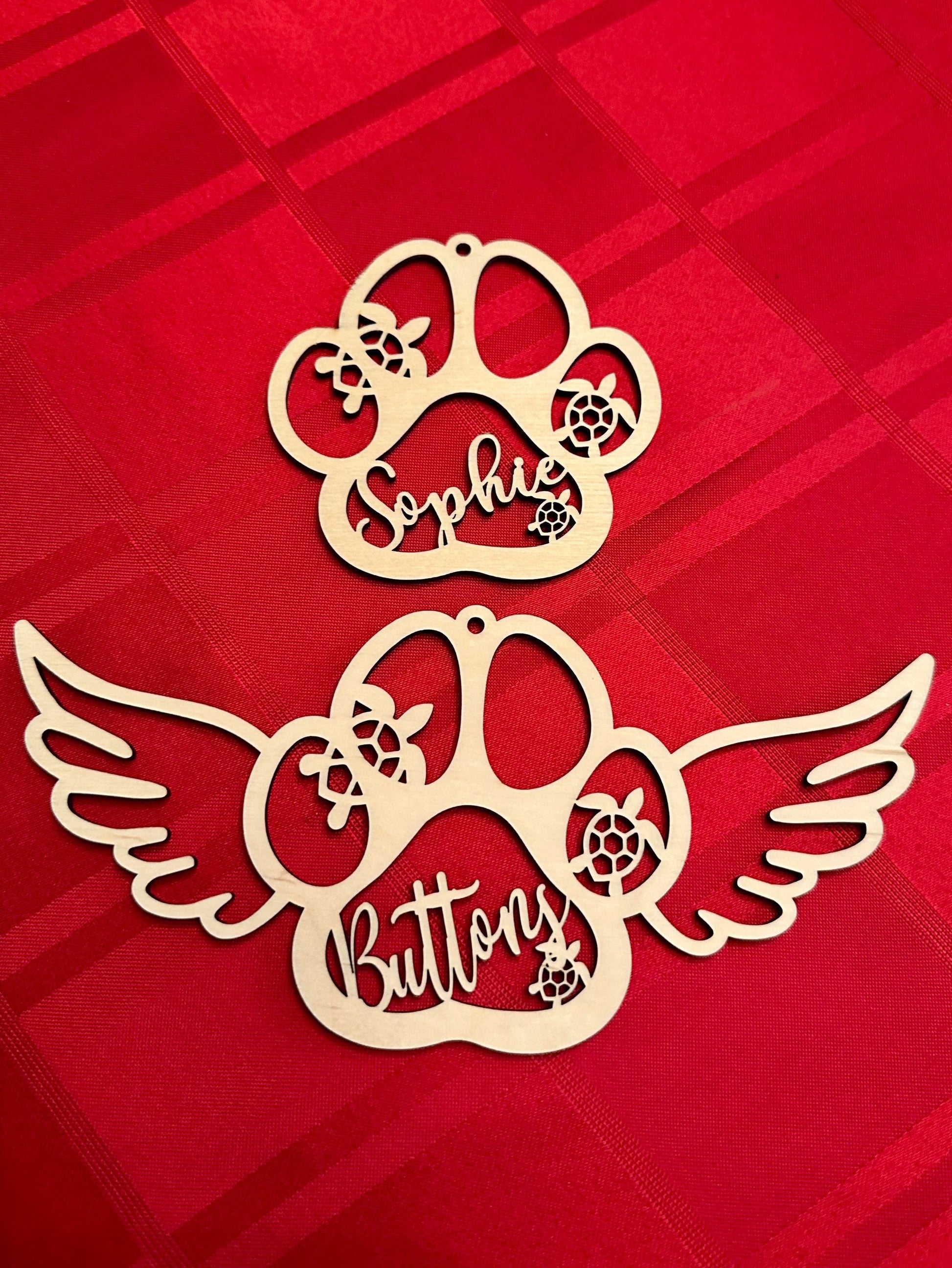 Turtle Custom Dog or Cat Paw Print Ornament Personalized with Name, Beach Paw Print Christmas Gift, Ocean Pet Memorial Keepsake Ornament