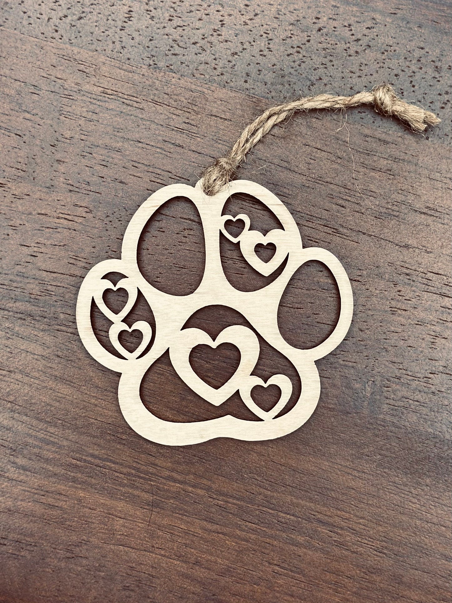 Heart Paw Print Ornament, Pet Memorial Gift, Dog Cat Keepsake
