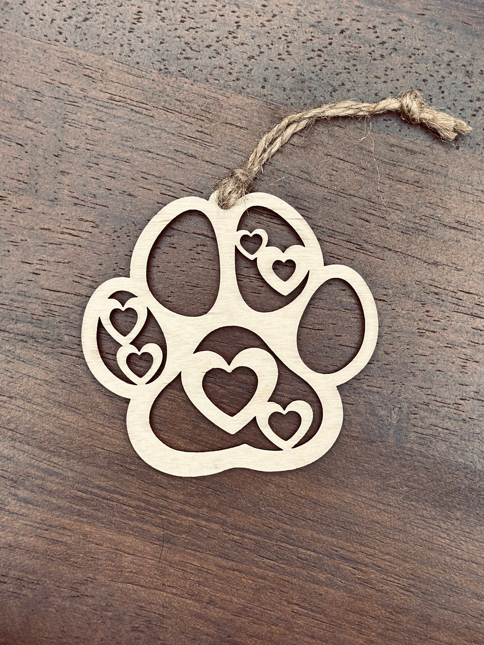 Heart Paw Print Ornament, Pet Memorial Gift, Dog Cat Keepsake