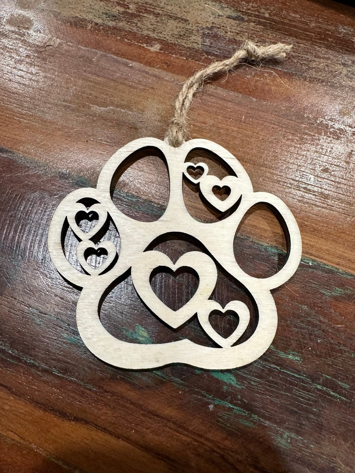 Heart Paw Print Ornament, Pet Memorial Gift, Dog Cat Keepsake