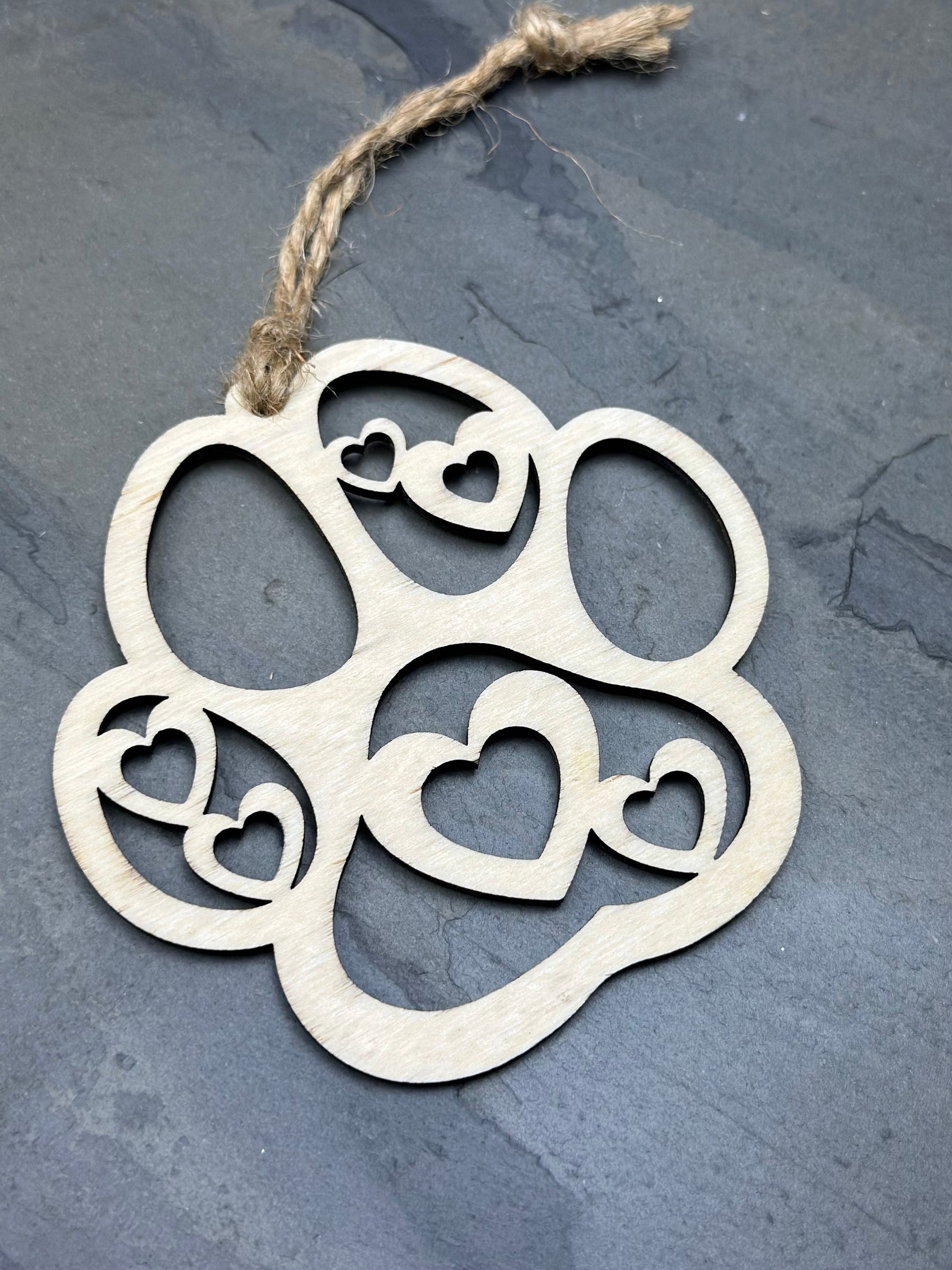 Heart Paw Print Ornament, Pet Memorial Gift, Dog Cat Keepsake