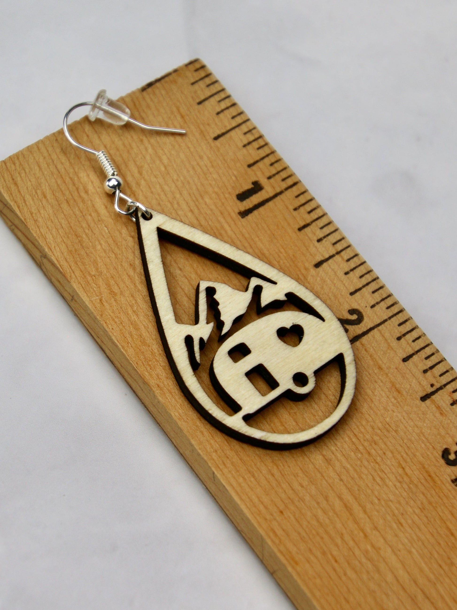 Mountain Camping Earrings, Travel Trailer Teardrop, RV Glamping Gift for Her, Unique Happy Camper Gift, Summer Outdoor Adventure Jewelry