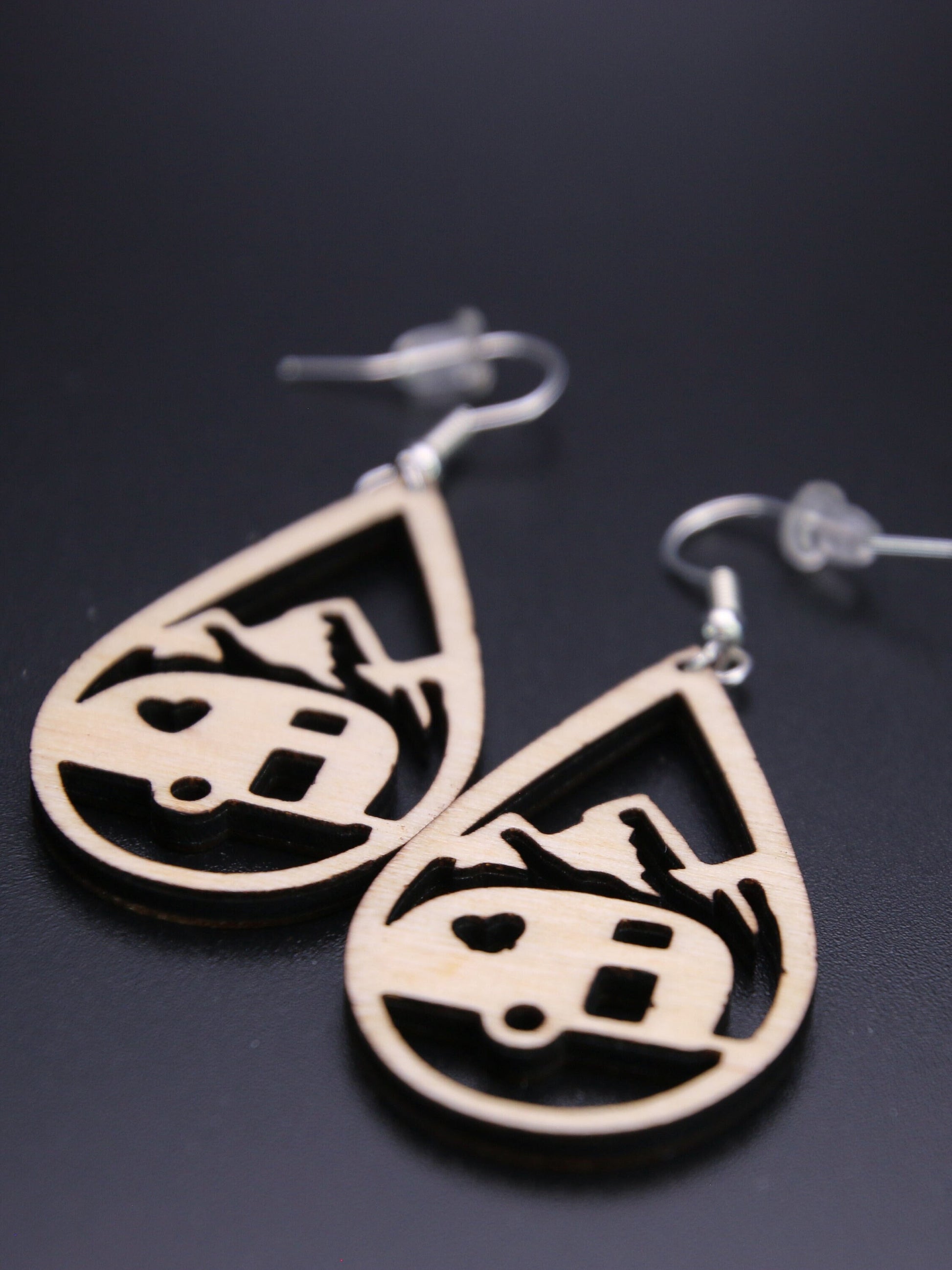 Mountain Camping Earrings, Travel Trailer Teardrop, RV Glamping Gift for Her, Unique Happy Camper Gift, Summer Outdoor Adventure Jewelry