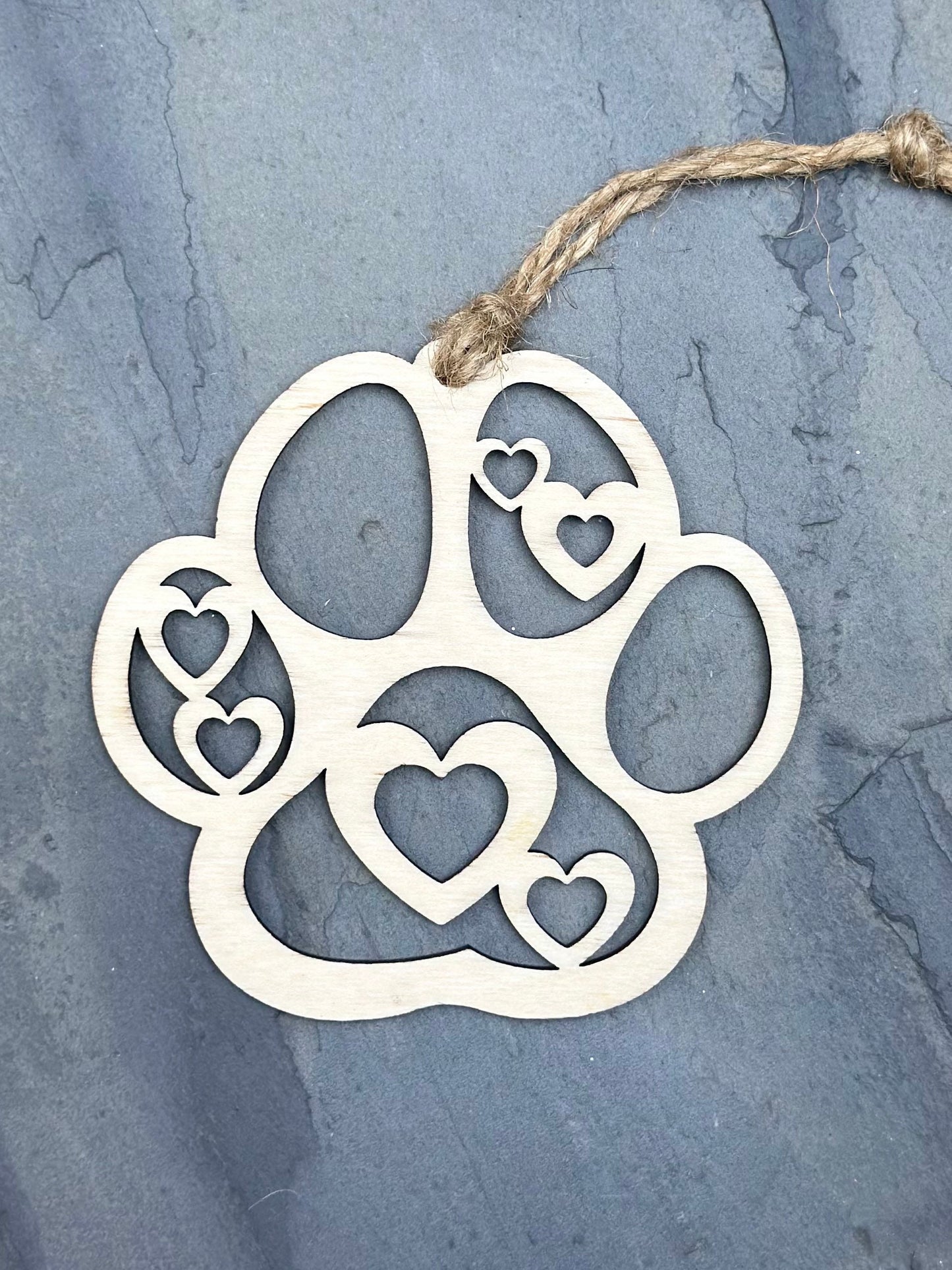 Heart Paw Print Ornament, Pet Memorial Gift, Dog Cat Keepsake