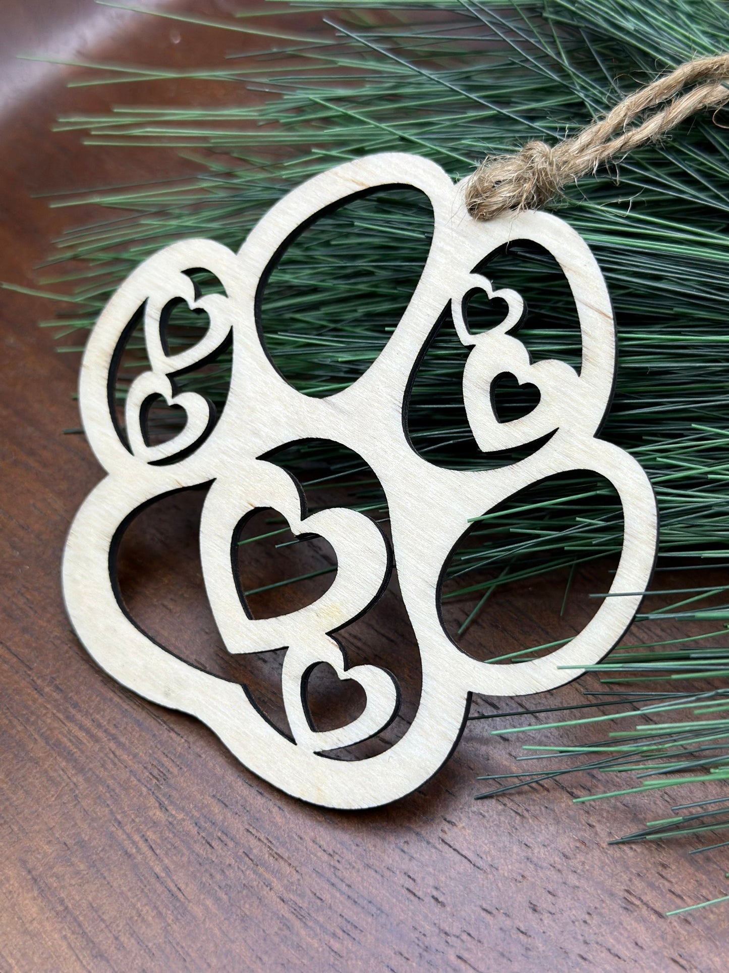 Heart Paw Print Ornament, Pet Memorial Gift, Dog Cat Keepsake