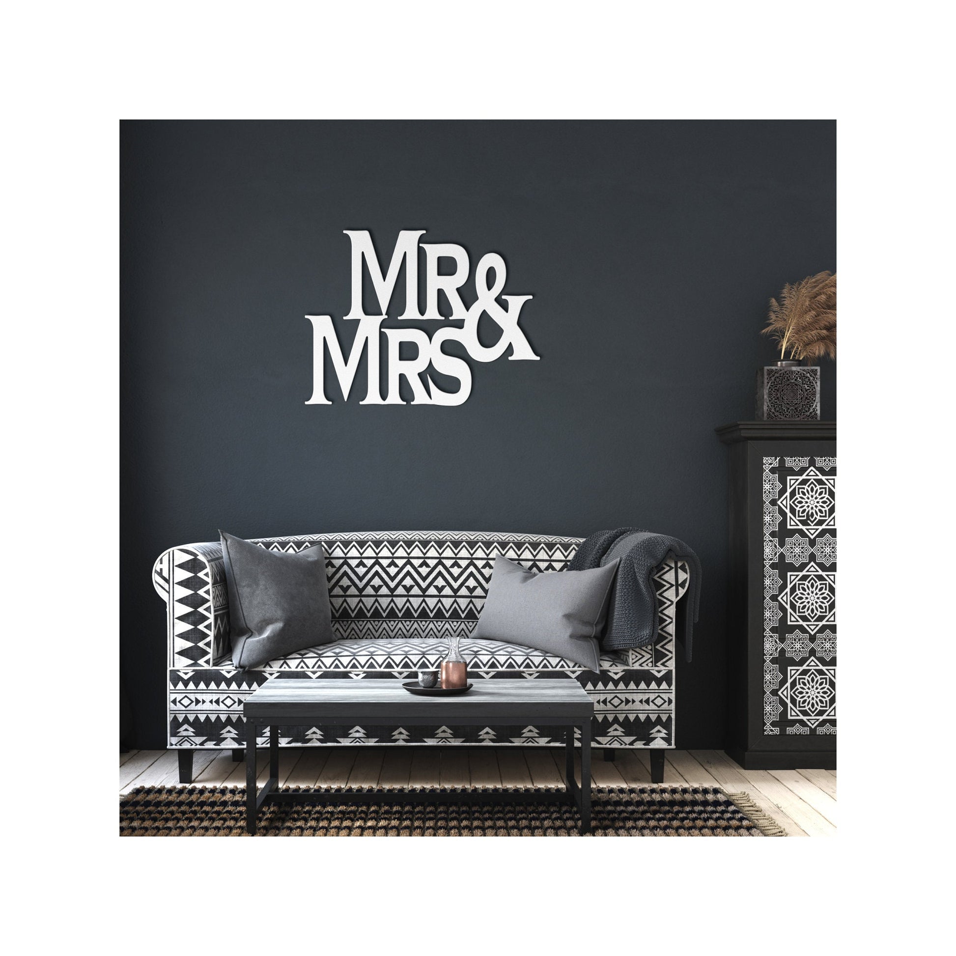 Mr & Mrs Metal Wall Art, Metal Wall Hanging, Housewarming Gift, Wedding Gift, Anniversary Gift, Welcome Home Decor, Unique Outdoor Sign, artwork