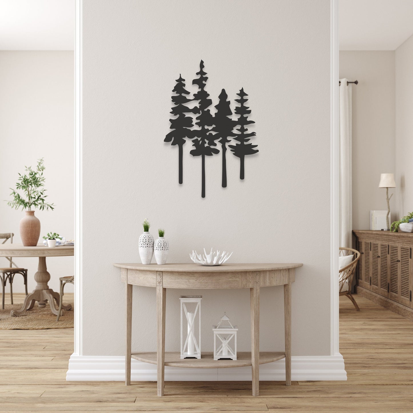 Pine Tree Metal Wall Art, Nature Metal Wall Hanging, Forest Artwork for Home or Cabin, Large Outdoor Sign, Available Size 18" 24" 30' & 36"