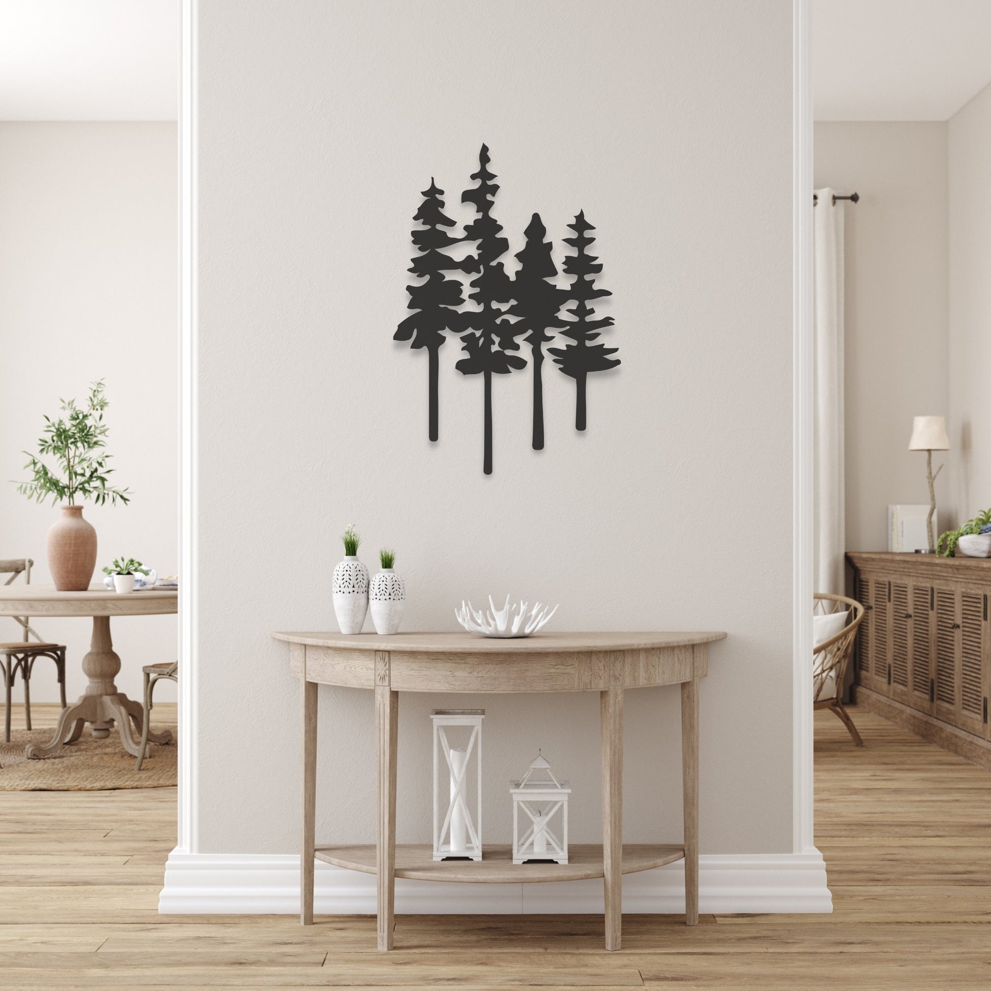 Pine Tree Metal Wall Art, Nature Metal Wall Hanging, Forest Artwork for Home or Cabin, Large Outdoor Sign, Available Size 18" 24" 30' & 36"