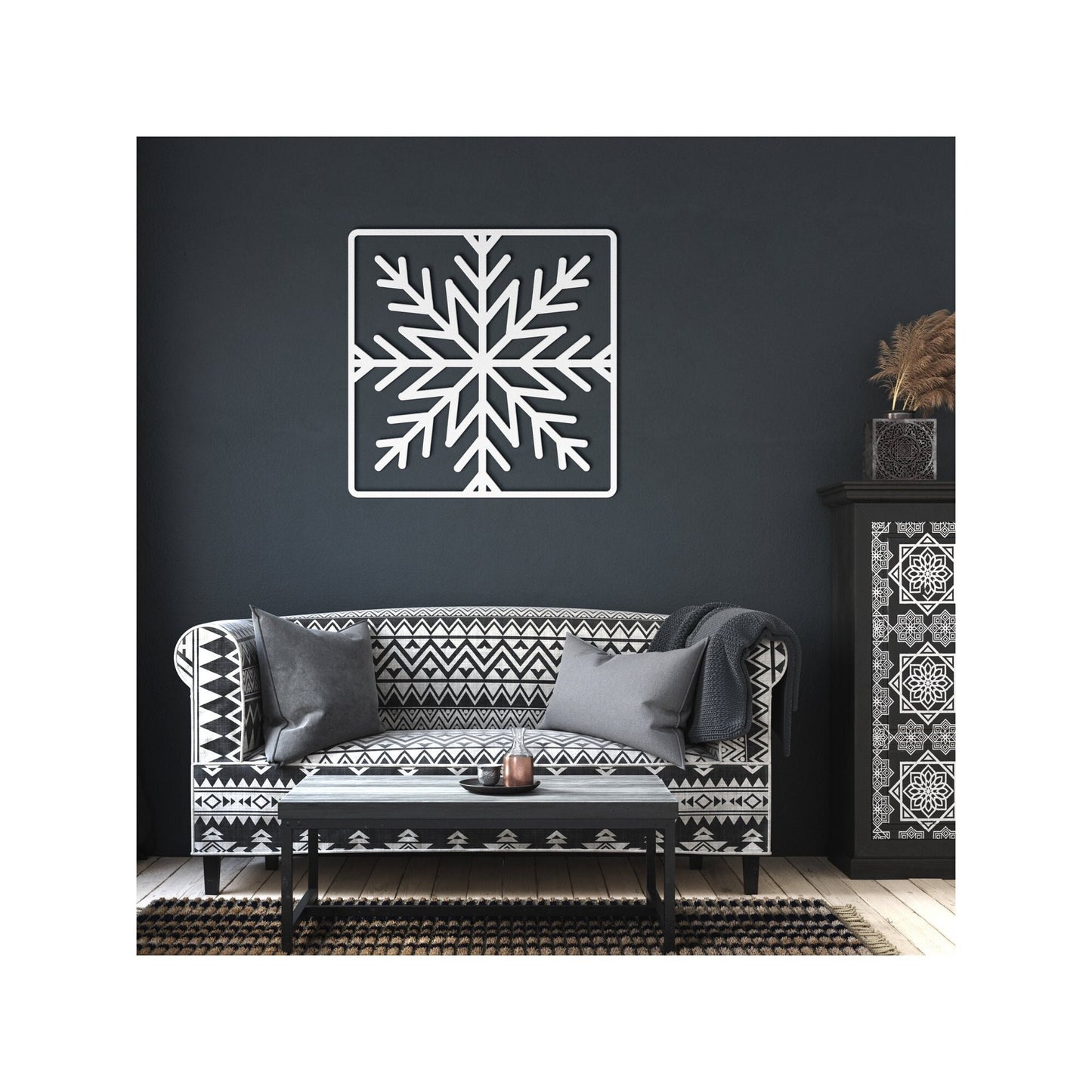 Snowflake Metal Wall Art, Winter Home Decor, Powder Coated Steel