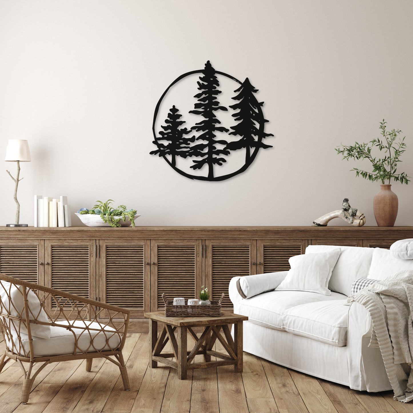Pine Tree Metal Wall Art for Home or Cabin, Hanging Forest Wall Art to Bring Nature to Your Indoor or Outdoor Living Space