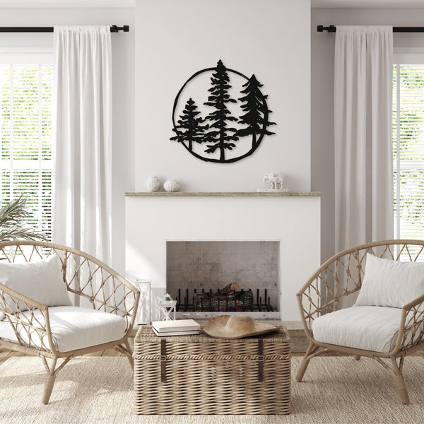 Pine Tree Metal Wall Art for Home or Cabin, Hanging Forest Wall Art to Bring Nature to Your Indoor or Outdoor Living Space
