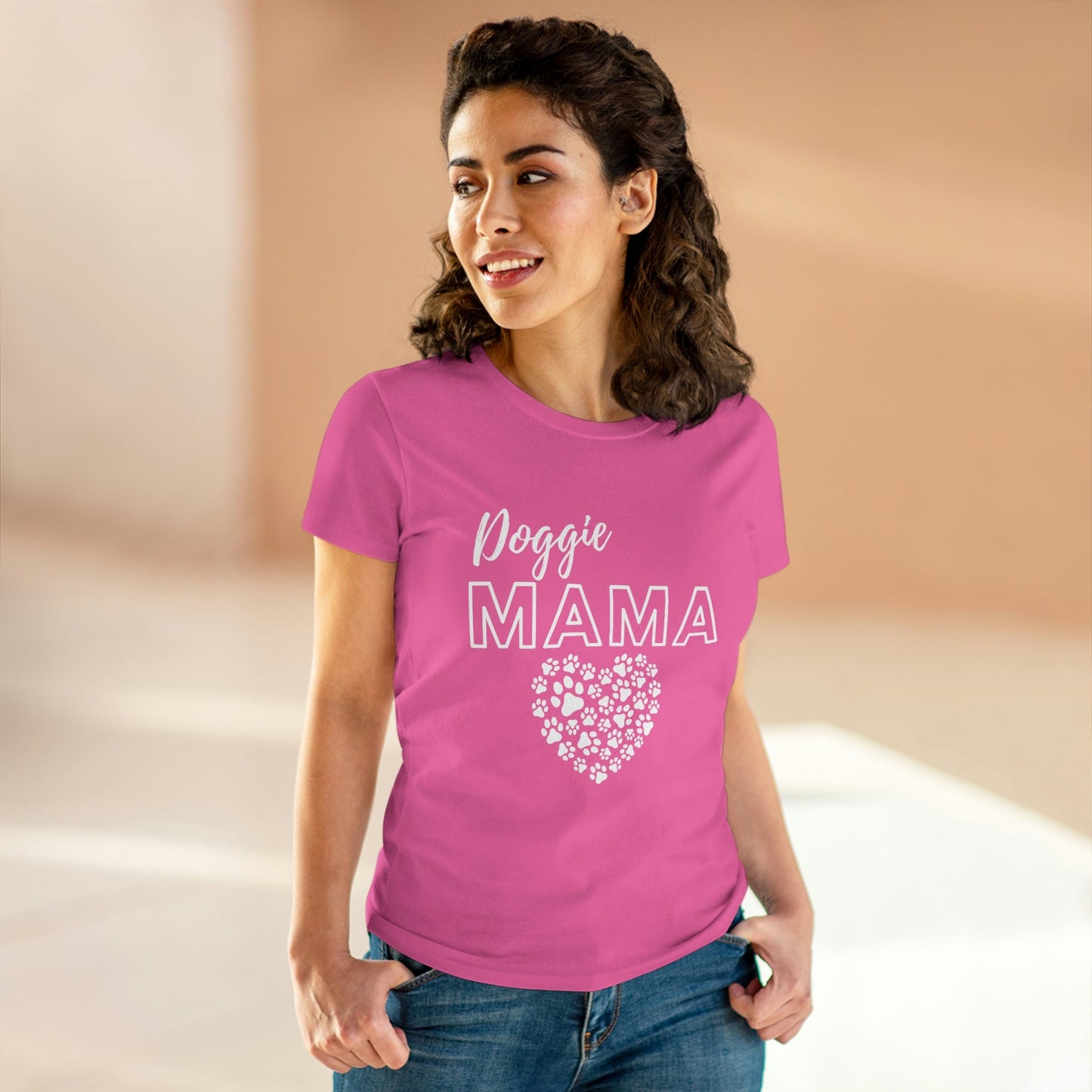 Cozy Doggie Mama Tee Shirt a Perfect Gift for Dog Moms! Dog Mom Crewneck TShirt, Paw Print Gift for Dog Mom