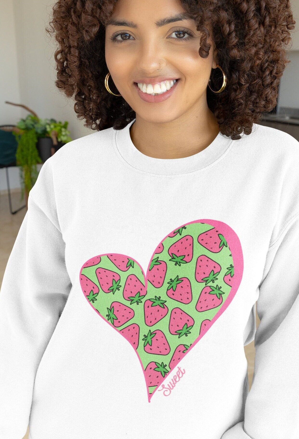 Vibrant Strawberry Sweatshirt for Women, Colorful Strawberries on Crew Neck Tee Sweater, Summer Garden Pullover a Unique gift for Her