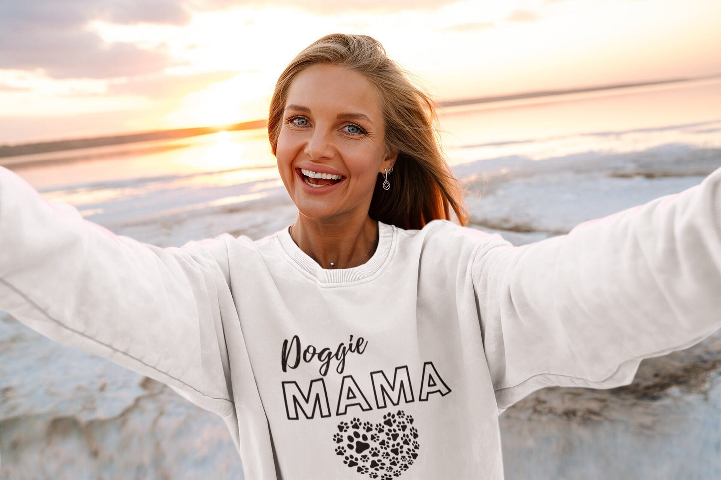 Cozy Doggie Mama Sweatshirt a Perfect Gift for Dog Moms! Dog Mom Crewneck Sweater, Paw Print Gift for Dog Mom