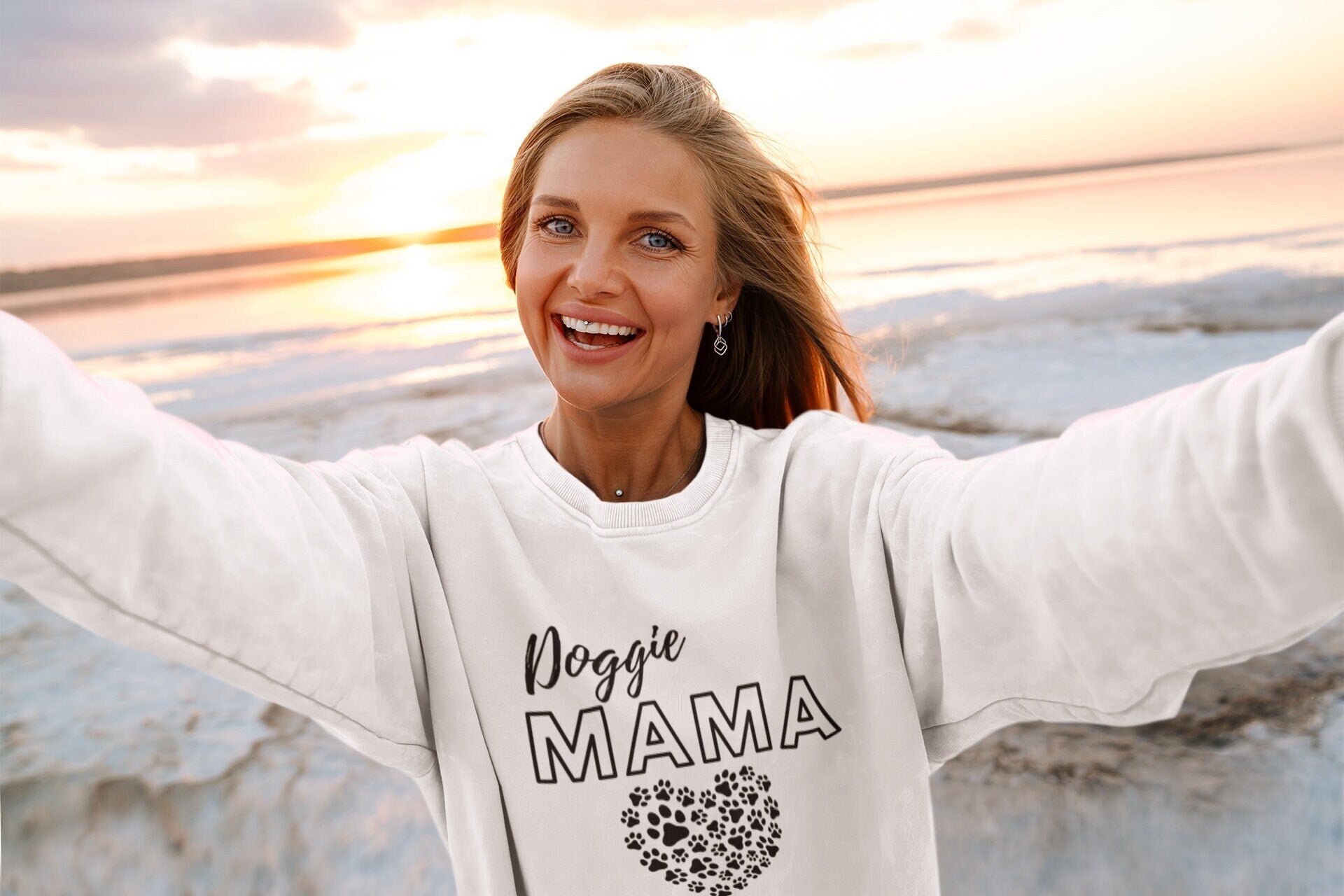 Cozy Doggie Mama Sweatshirt a Perfect Gift for Dog Moms! Dog Mom Crewneck Sweater, Paw Print Gift for Dog Mom