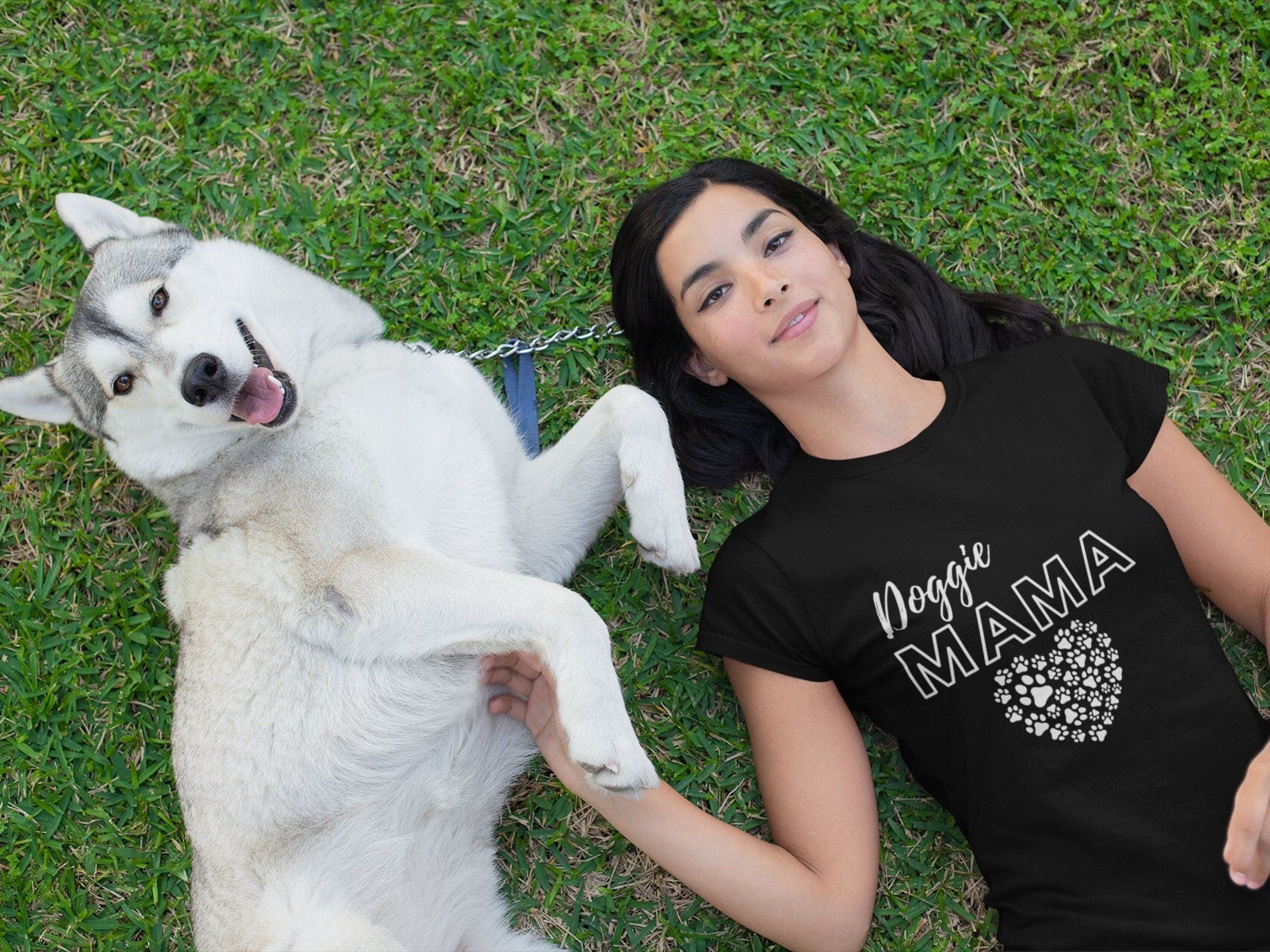 Cozy Doggie Mama Tee Shirt a Perfect Gift for Dog Moms! Dog Mom Crewneck TShirt, Paw Print Gift for Dog Mom