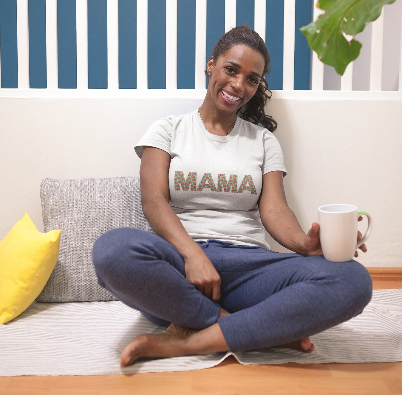 Mama Strawberry Shirt for Women, Strawberries on Crewneck Tee Shirt, Summer Garden Top for Mom, Colorful Clothing for Women